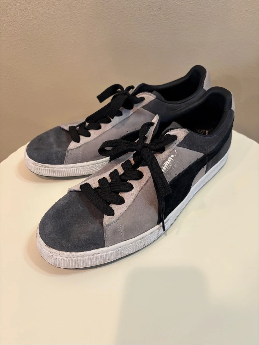 PUMA Suede Stripes & Blocks Dark Shadow Black Sneakers Men's US 11.5